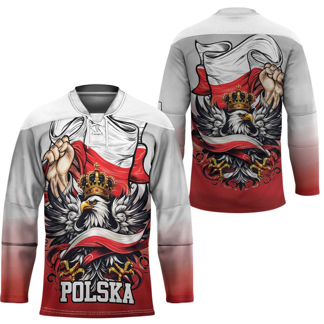 Poland Independence Day Hockey Jersey Polska White Eagle and Flag Style LT19