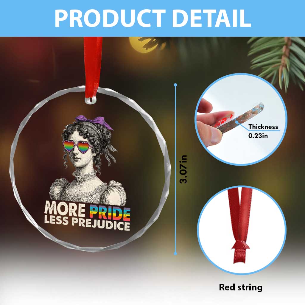 More Pride Less Prejudice Crystal Glass Ornament LGBTQ Proud Ally Pride Month TS10