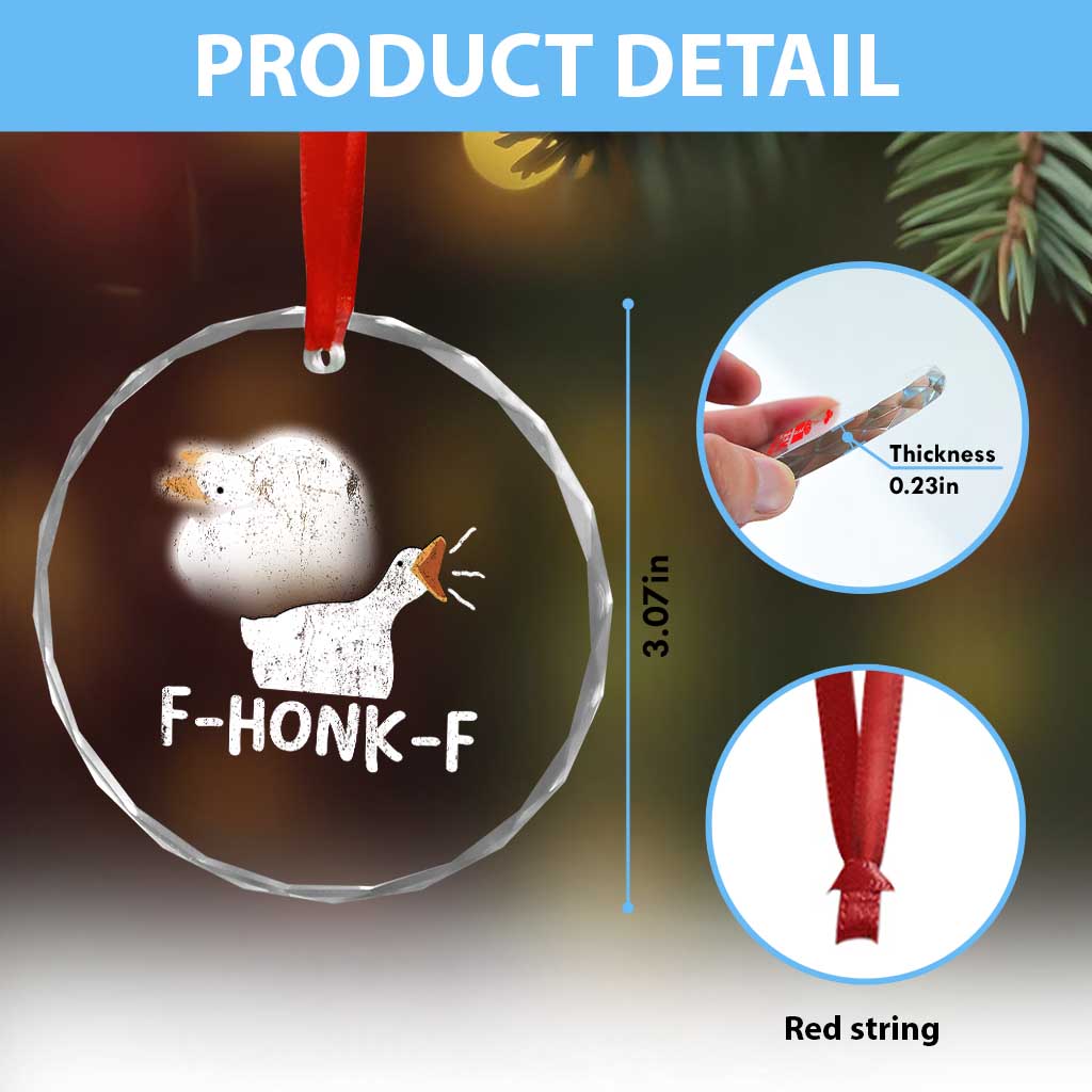 Silly Goose Meme Crystal Glass Ornament Retro F-Honk-F Funny Farm Animal TS10
