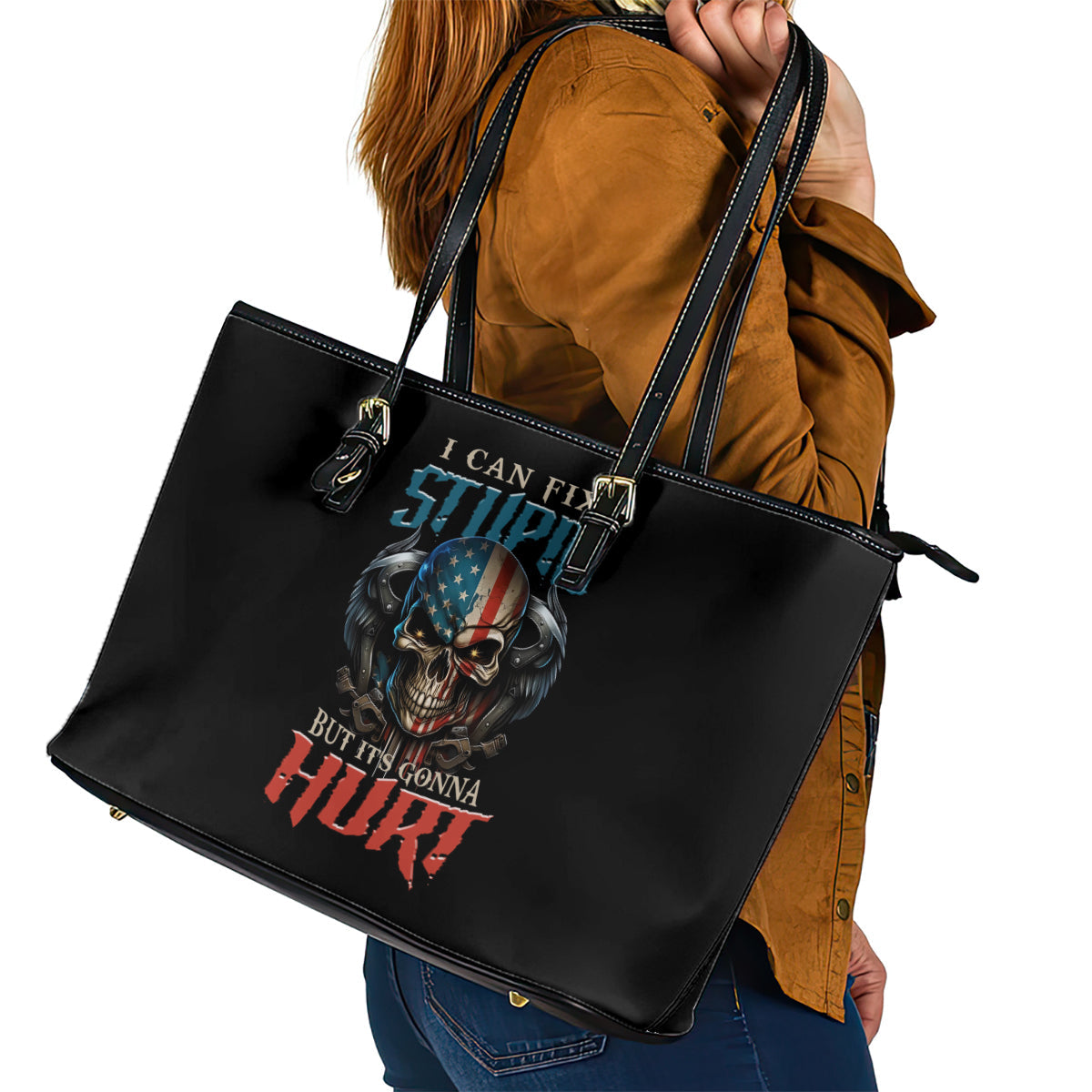 I Can Fix Stupid But It's Gonna Hurt Leather Tote Bag TS04