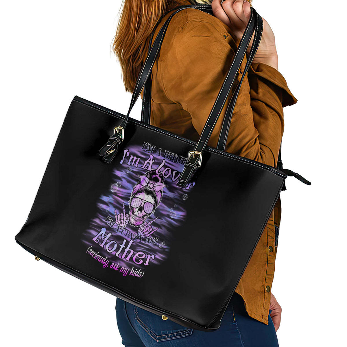 I'm A B I'm A Lover I'm A Crazy Mother Leather Tote Bag TS04