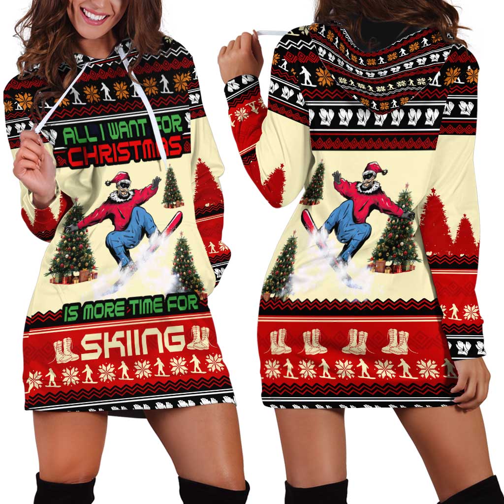 All I Want For Christmas Is Skiing Christmas Hoodie Dress Xmas Holiday Patterns TS04