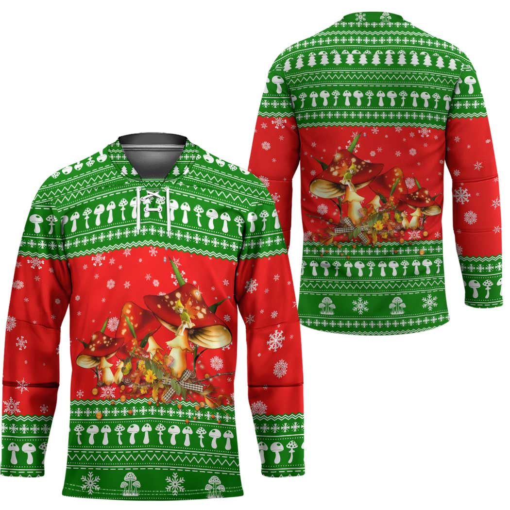 Amazing Mushroom Christmas Yall Christmas Hockey Jersey Xmas Holiday Patterns TS04