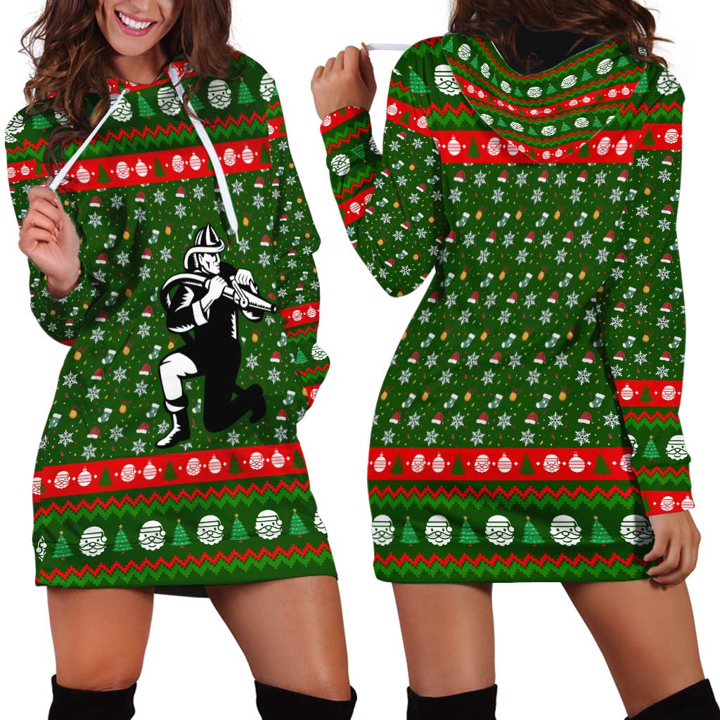 Awesome Firefighter Christmas Hoodie Dress Xmas Holiday Patterns TS04