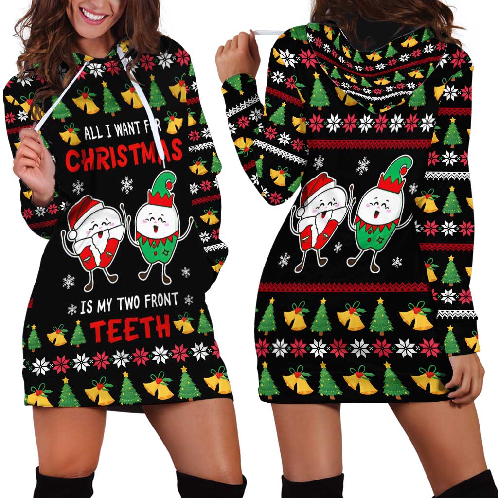 My Two Front Teeth Christmas Design Hoodie Dress Xmas Holiday Patterns TS04