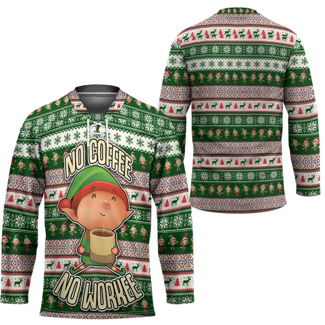 No Coffee No Workee Christmas Design Hockey Jersey Xmas Holiday Patterns TS04