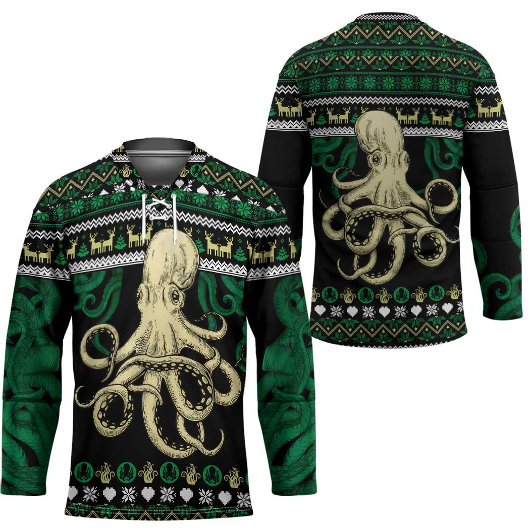 Octopus Cool Christmas Design Hockey Jersey Xmas Holiday Patterns TS04