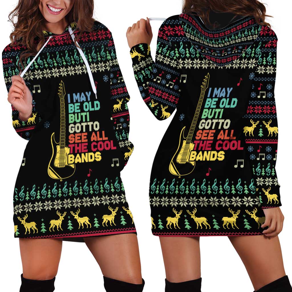 Christmas Vintage Guitar Hoodie Dress Xmas Holiday Patterns TS04