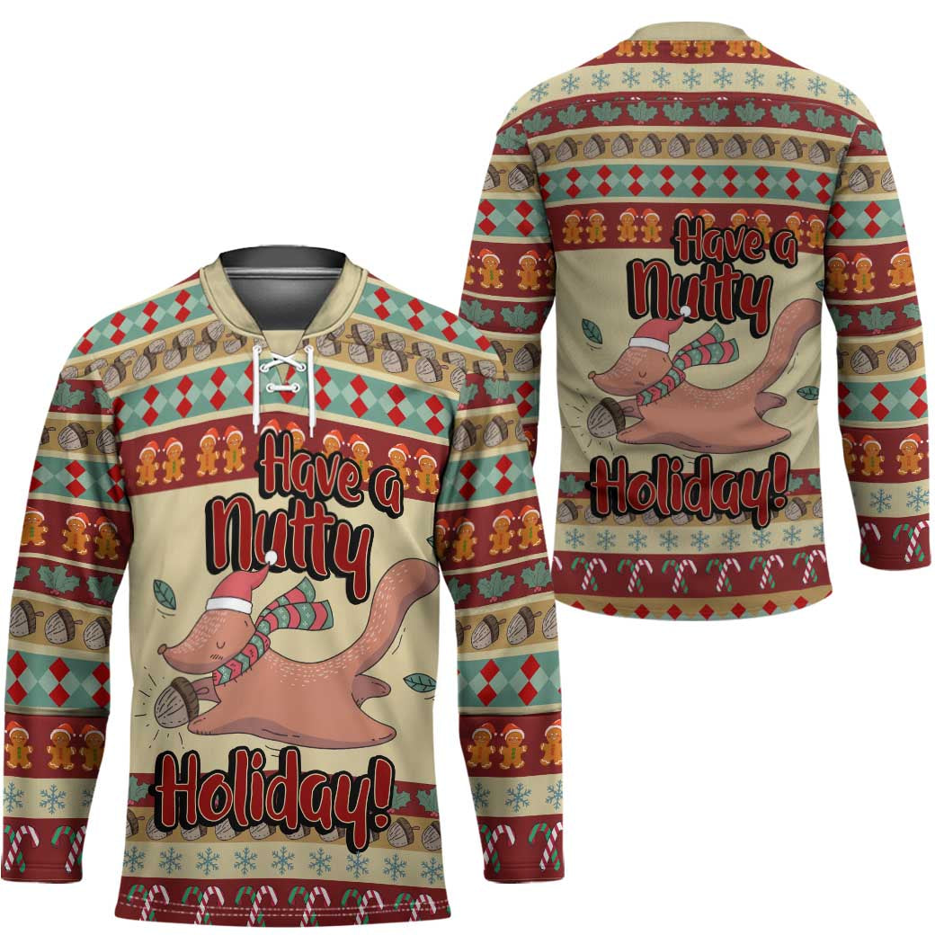 Have A Nutty Holiday Christmas Christmas Hockey Jersey Xmas Holiday Patterns TS04
