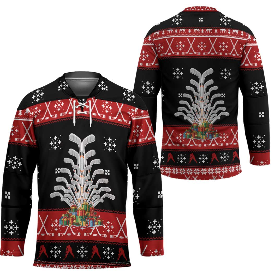 Hockey Is Back Christmas Hockey Jersey Xmas Holiday Patterns TS04