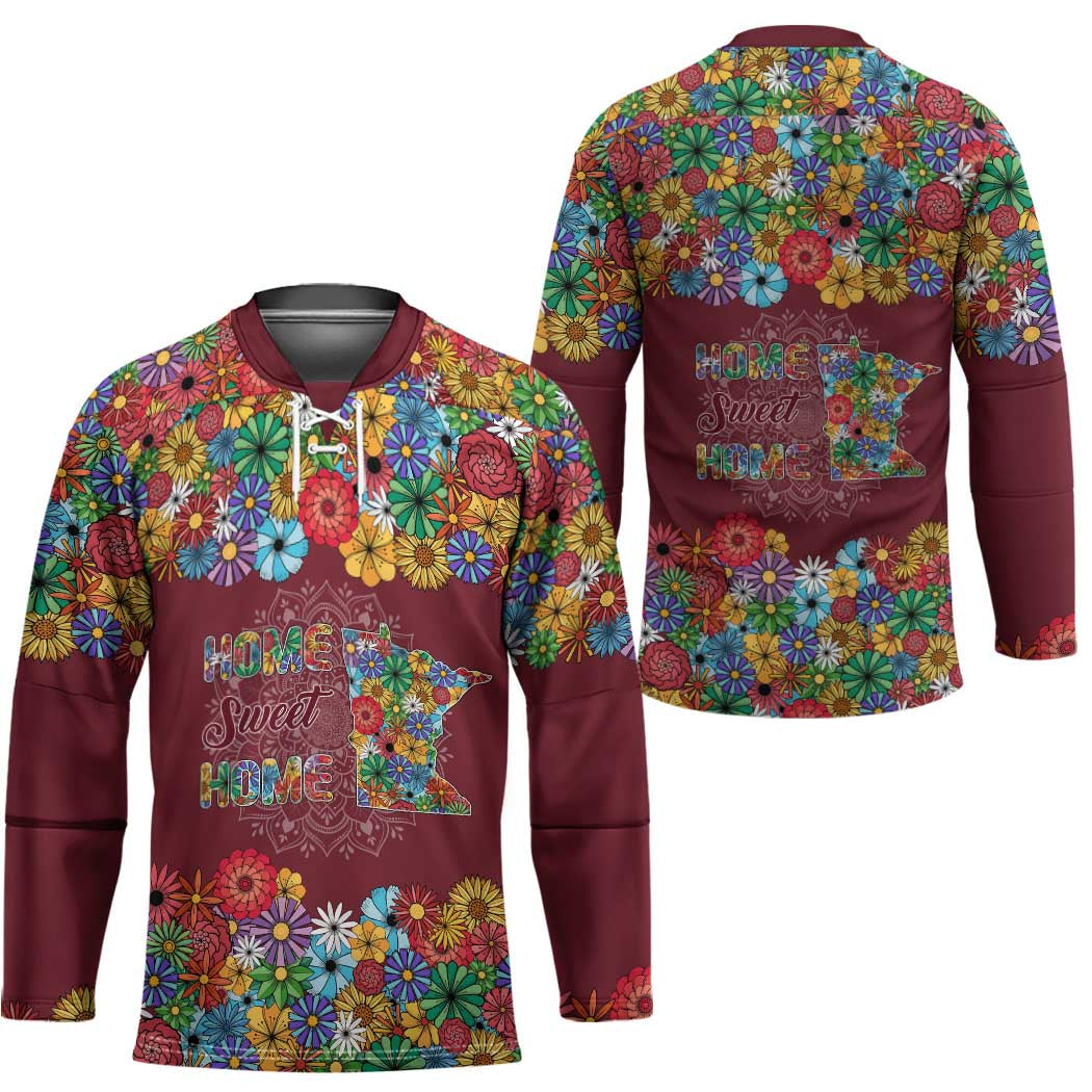 Home Sweet Home Minnesota Flower Christmas Hockey Jersey Xmas Holiday Patterns TS04