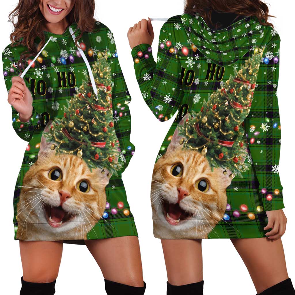 Cat Christmas Tree Hoodie Dress Xmas Holiday Patterns TS04