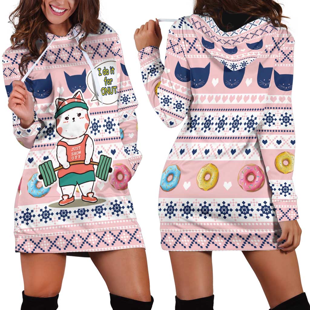 Cat I Do It For Donuts Christmas Hoodie Dress Xmas Holiday Patterns TS04