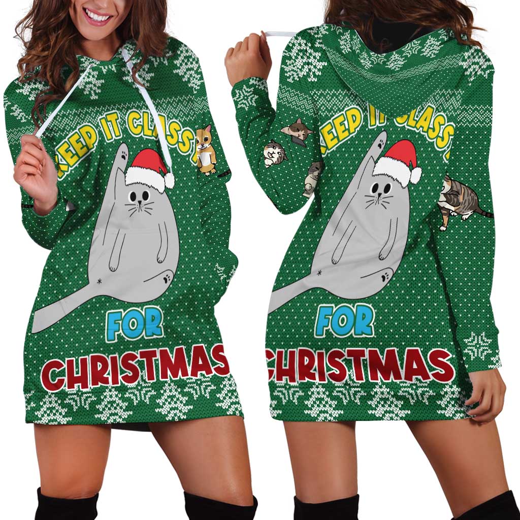 Cat Keep It Classy Christmas Hoodie Dress Xmas Holiday Patterns TS04