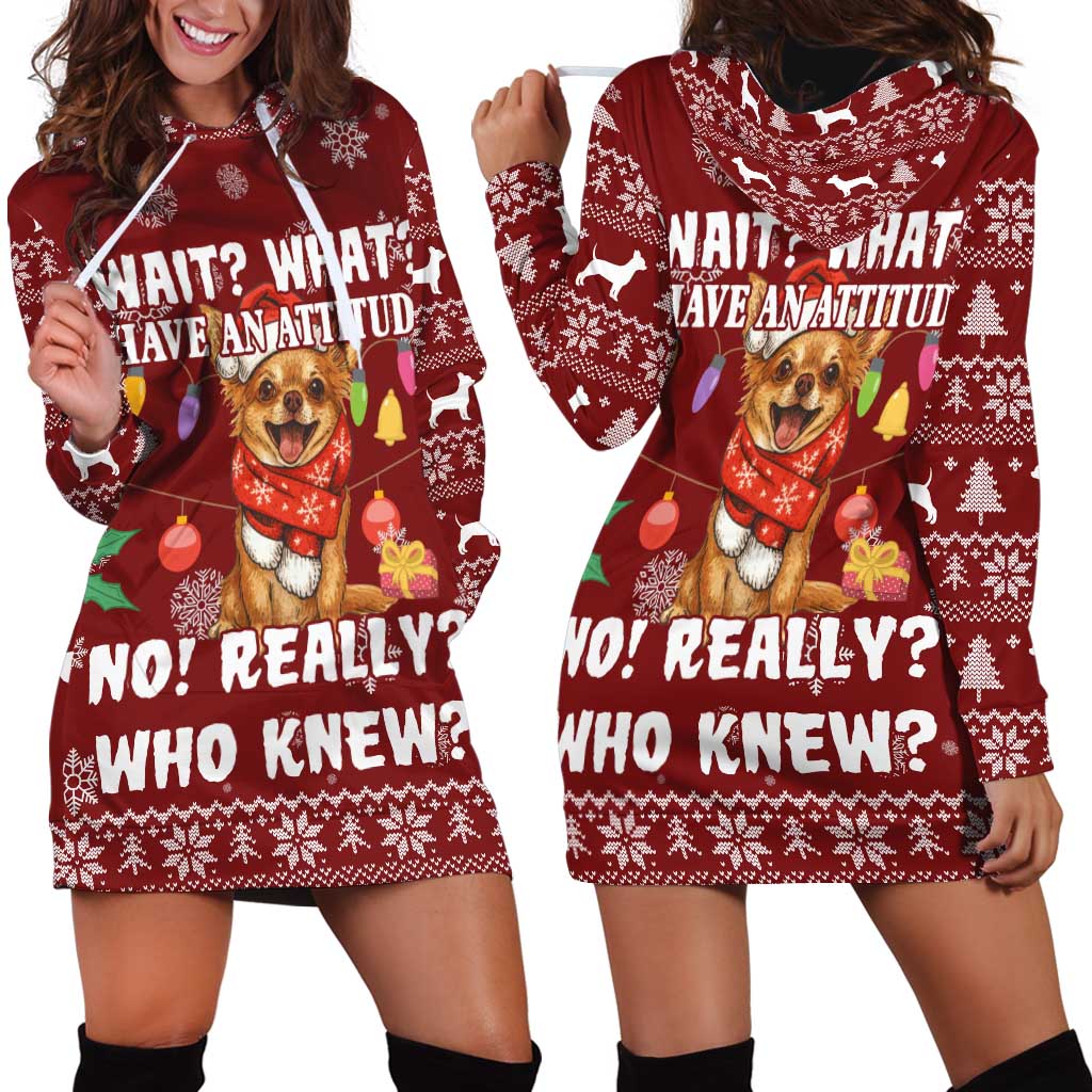 Chihuahua Attitude Christmas Hoodie Dress Xmas Holiday Patterns TS04