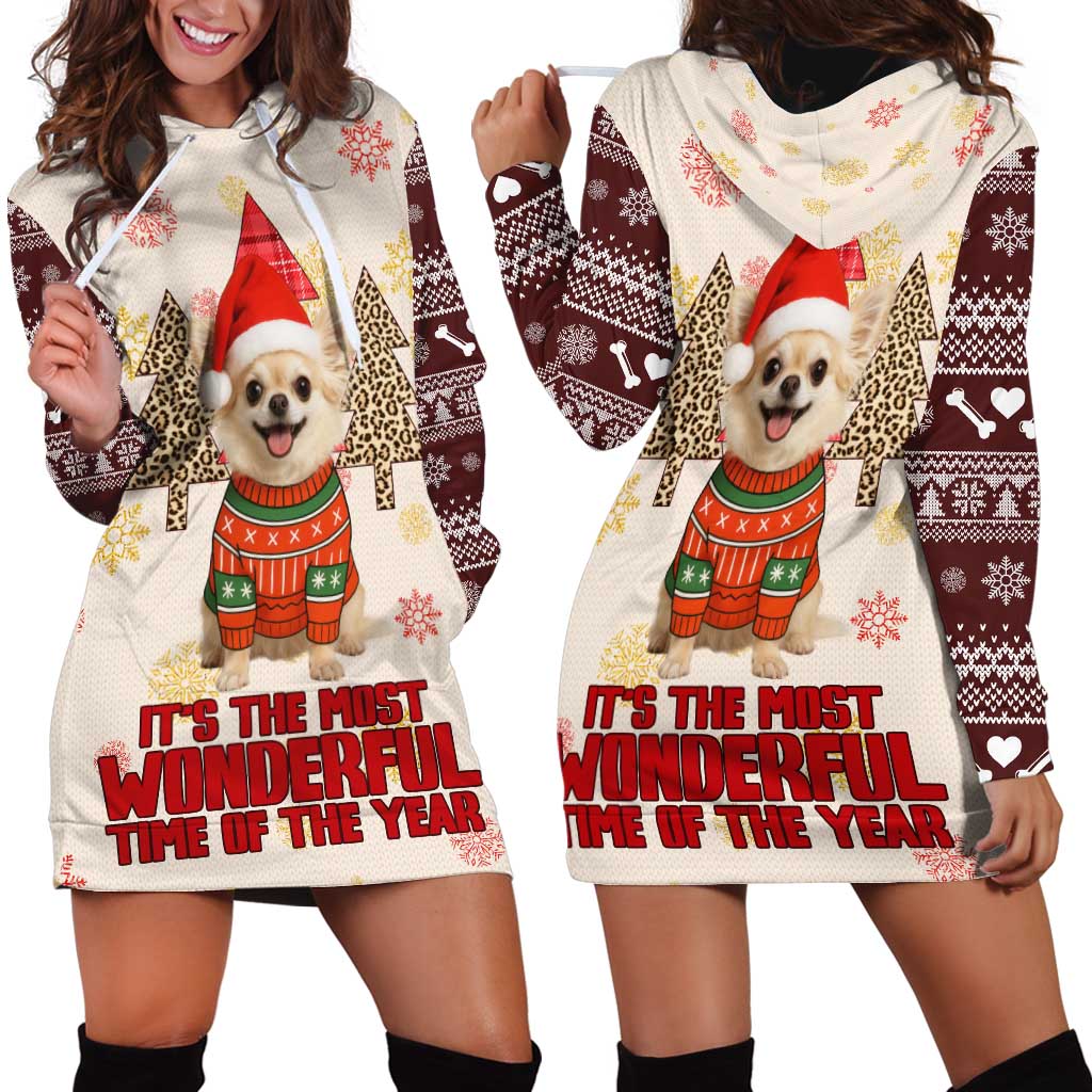 Chihuahua The Most Beautiful Time Xmas Christmas Hoodie Dress Xmas Holiday Patterns TS04