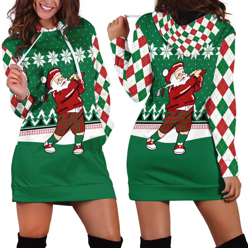 Golfer Santa Christmas Hoodie Dress Xmas Holiday Patterns TS04