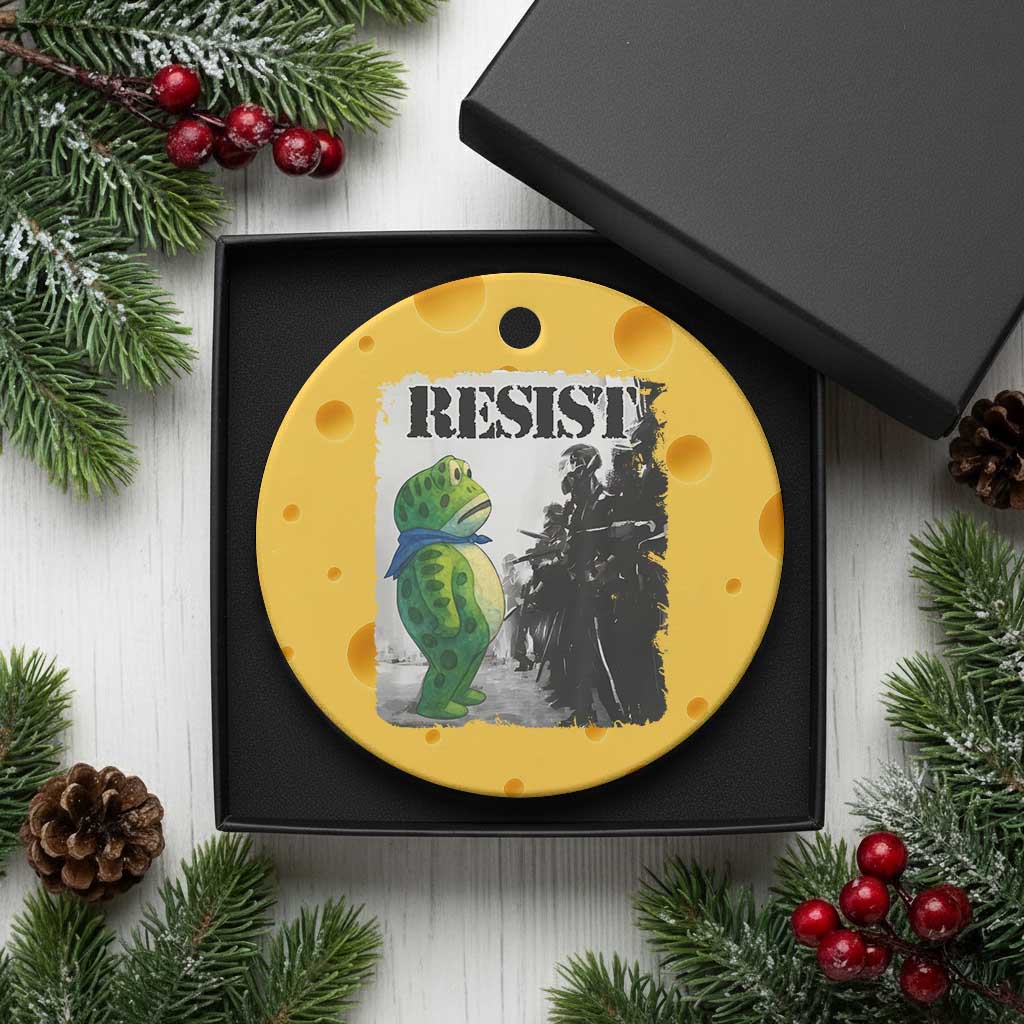 Frog Resist Ceramic Ornament Portland Frog Activist Protest City Art TS11