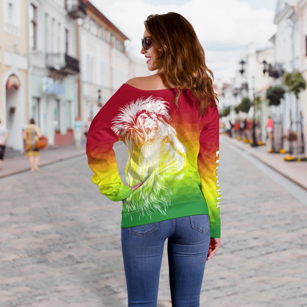 Ethiopia Off Shoulder Sweater Lion Ethiopian Style Flag LT13