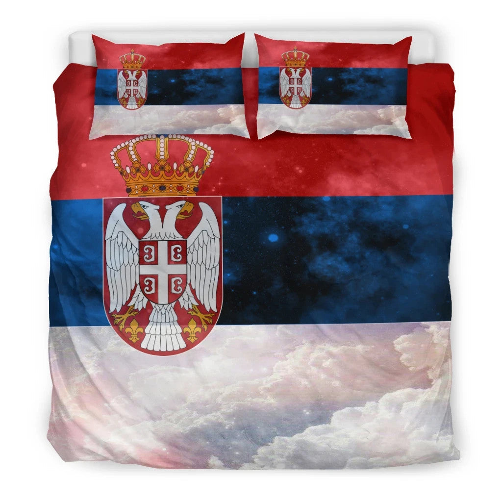 Serbia Bedding Set Galaxy Style Serbia Flag RLT7