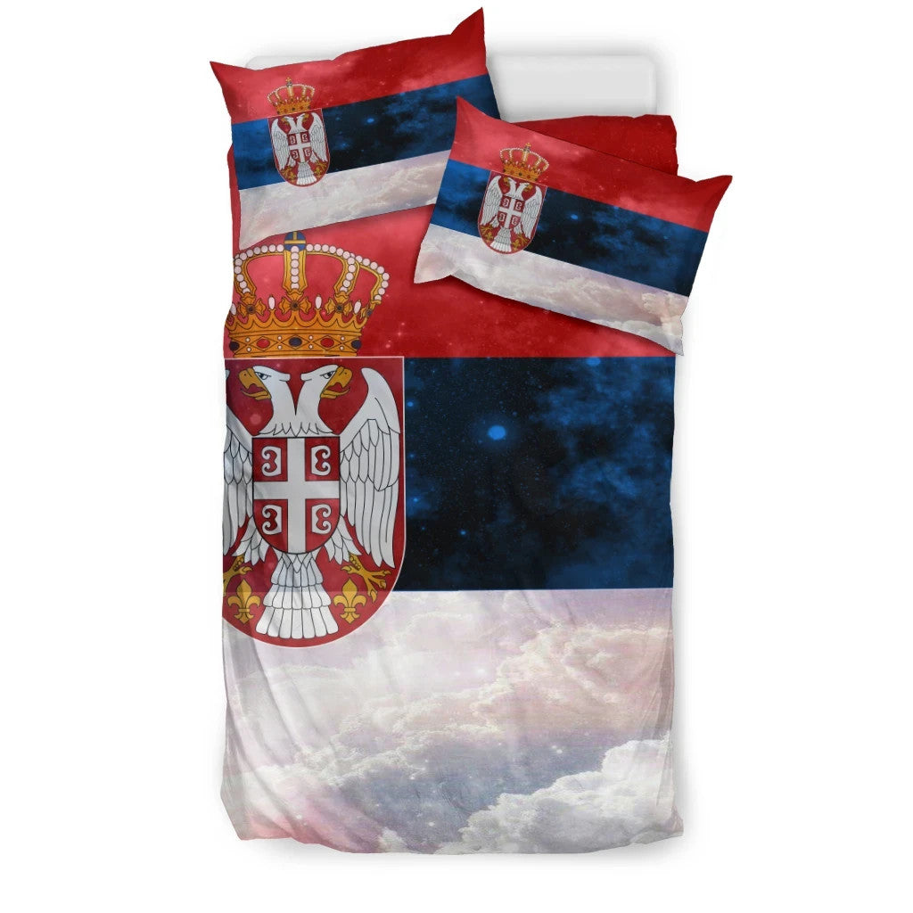Serbia Bedding Set Galaxy Style Serbia Flag RLT7
