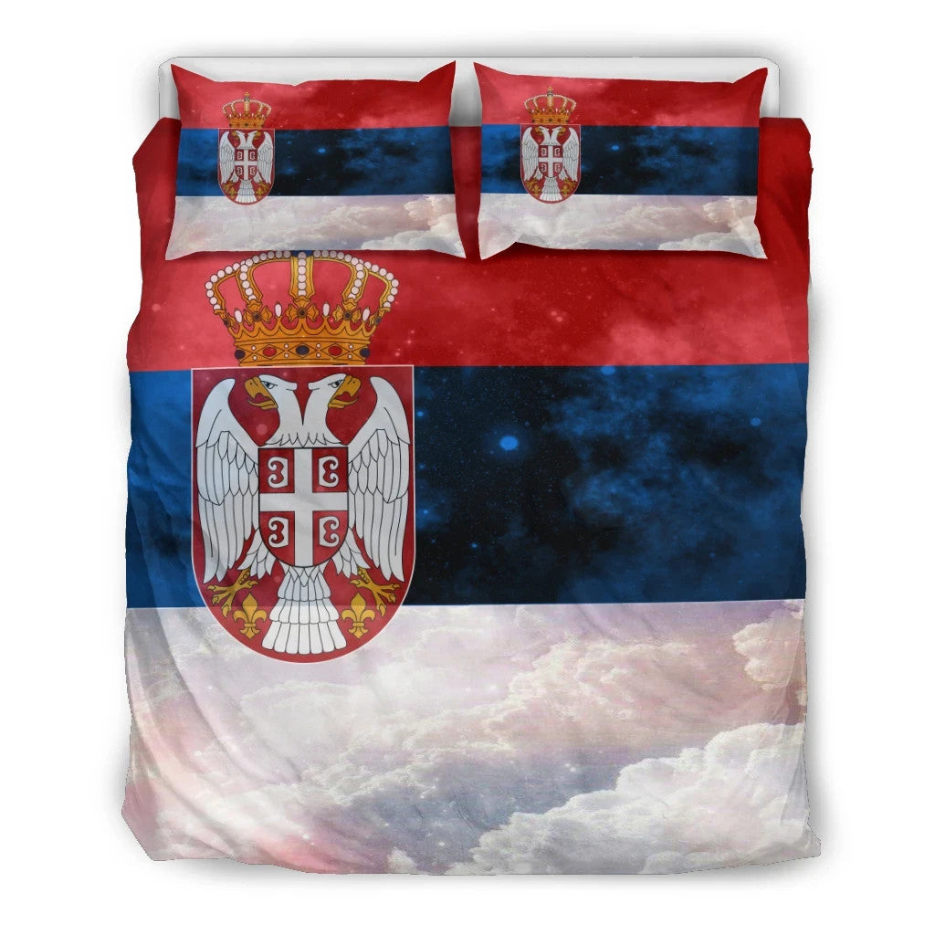 Serbia Bedding Set Galaxy Style Serbia Flag RLT7