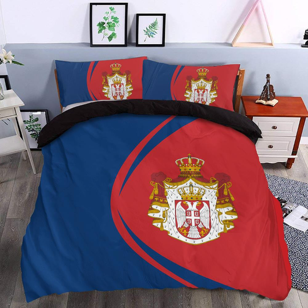Serbia Flag Coat Of Arms Bedding Set Circle RLT7