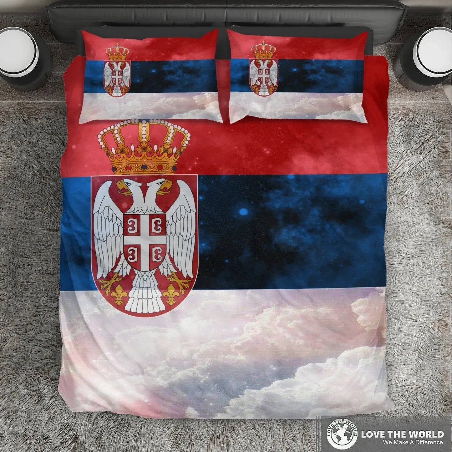 Serbia Bedding Set Galaxy Style Serbia Flag RLT7