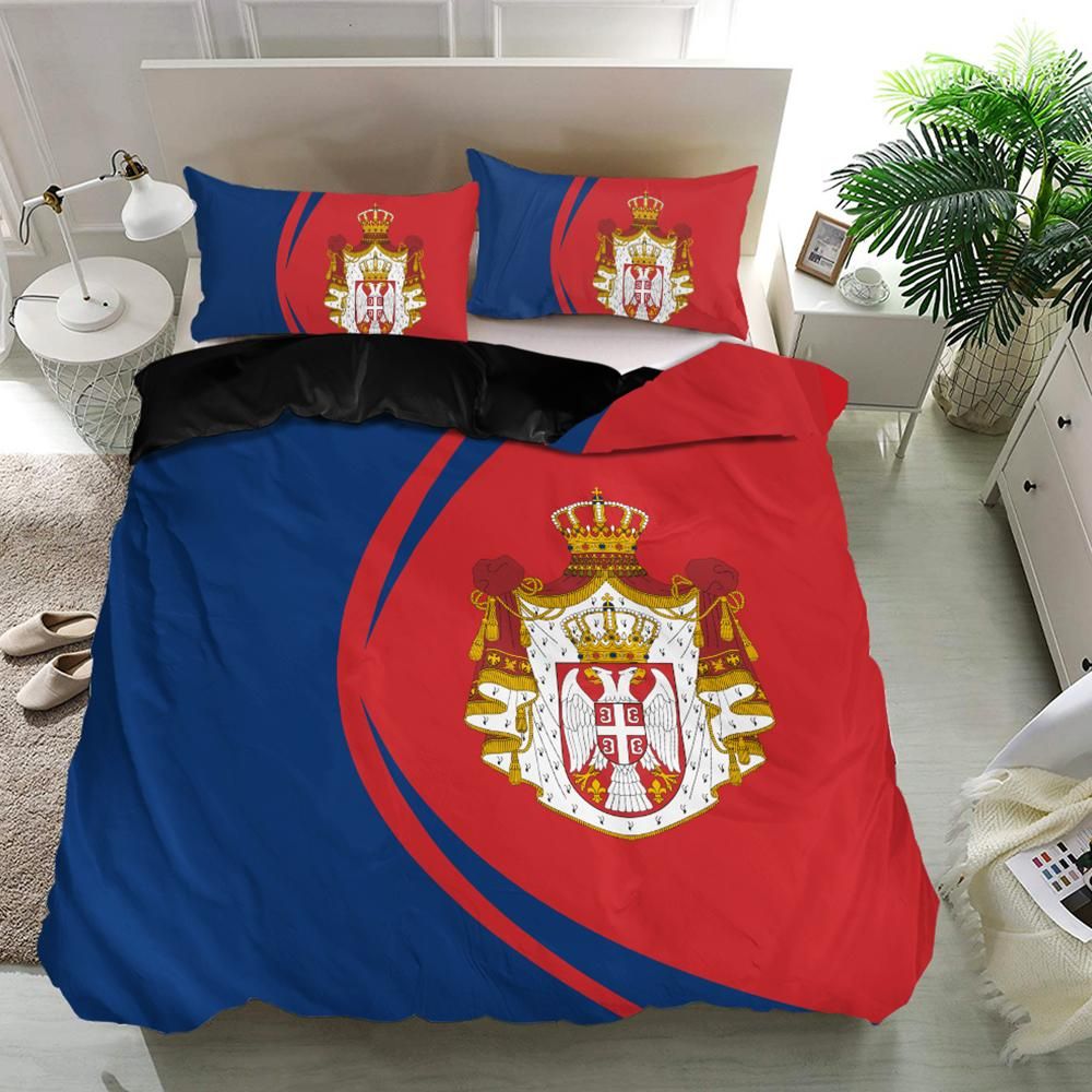 Serbia Flag Coat Of Arms Bedding Set Circle RLT7