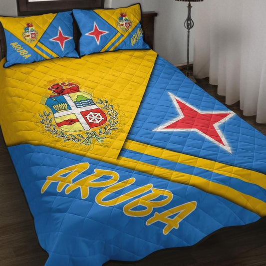 Aruba Quilt Bed Set - Aruba Coat Of Arms RLT7