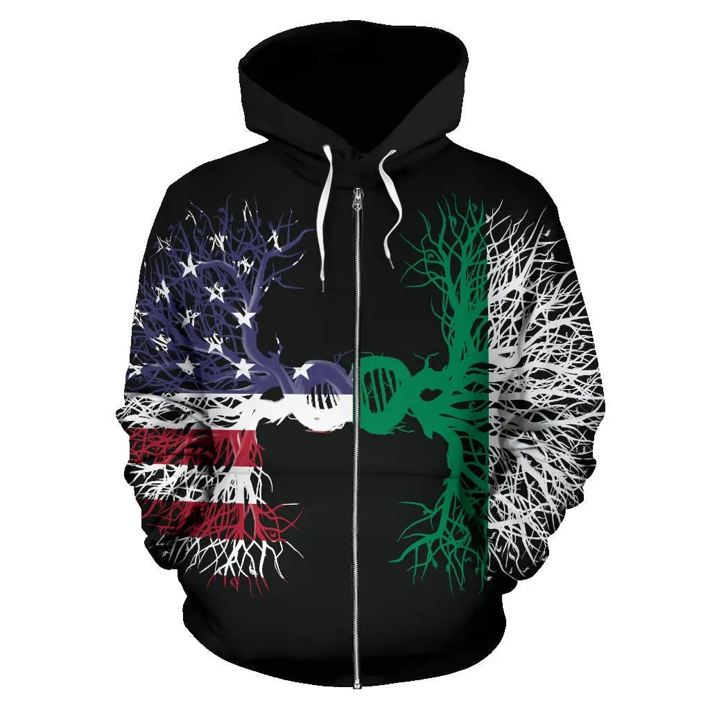 American Grown Nigeria Root Dna Zip Hoodie RLT8