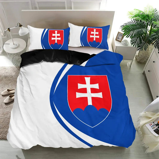 Slovakia Flag Coat Of Arms Bedding Set Circle RLT13