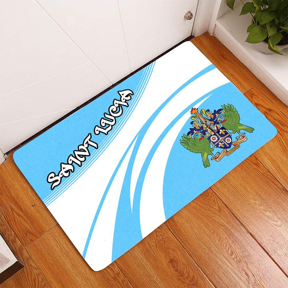 Saint Lucia Coat Of Arms Door Mat Cricket RLT6