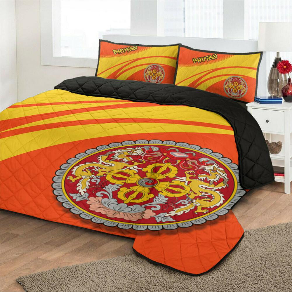 Bhutan Coat Of Arms Quilt Bed Set Cricket RLT6