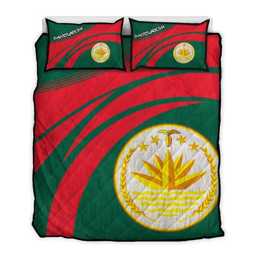 Bangladesh Coat Of Arms Quilt Bed Set Cricket RLT6