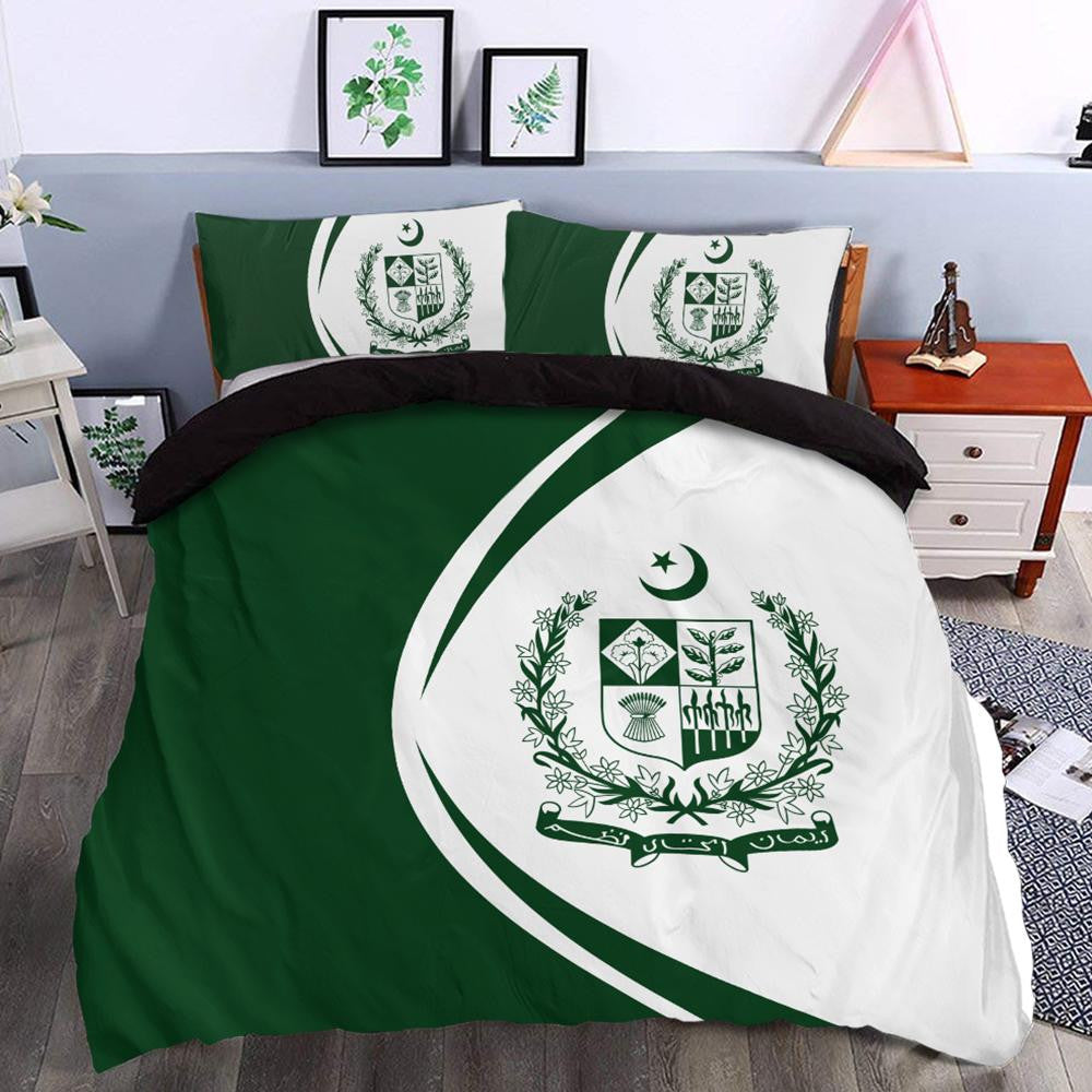 Pakistan Flag Coat Of Arms Bedding Set Circle RLT13