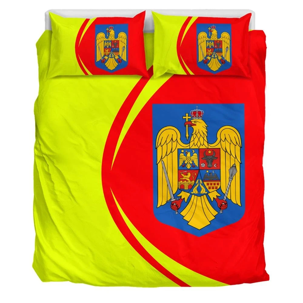 Romania Flag Coat Of Arms Bedding Set Circle RLT13
