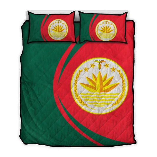 Bangladesh Flag Coat Of Arms Quilt Bed Set Circle RLT6