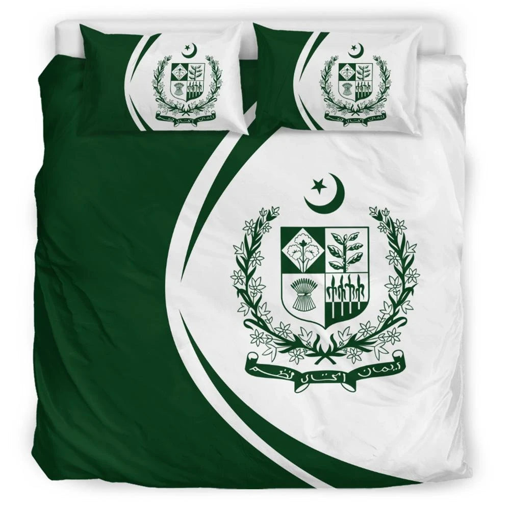 Pakistan Flag Coat Of Arms Bedding Set Circle RLT13