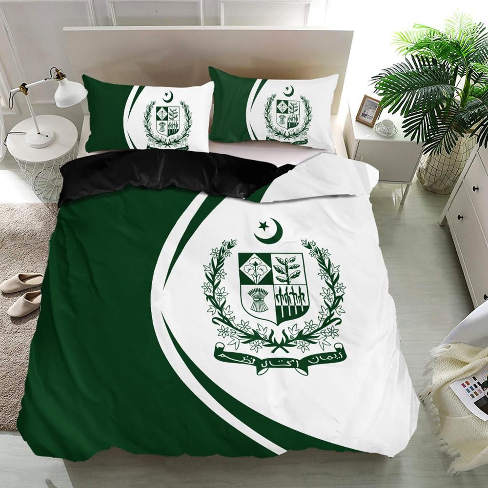 Pakistan Flag Coat Of Arms Bedding Set Circle RLT13