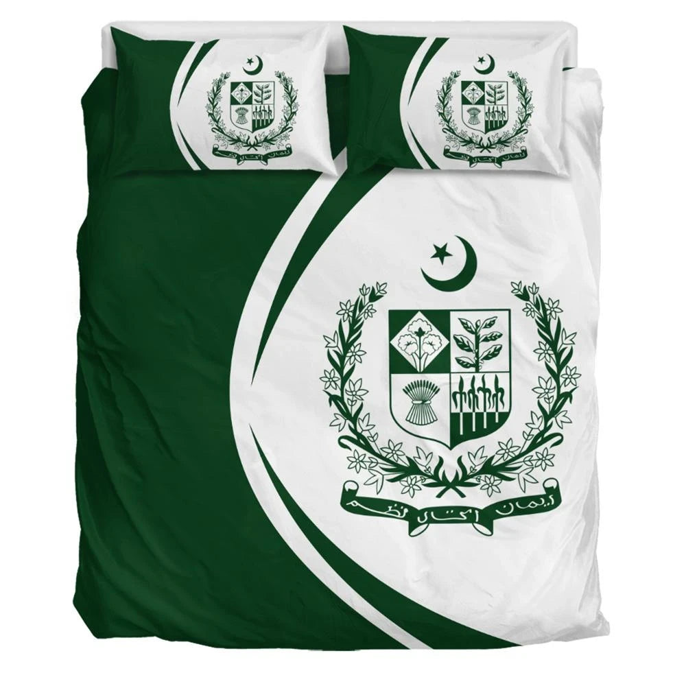 Pakistan Flag Coat Of Arms Bedding Set Circle RLT13