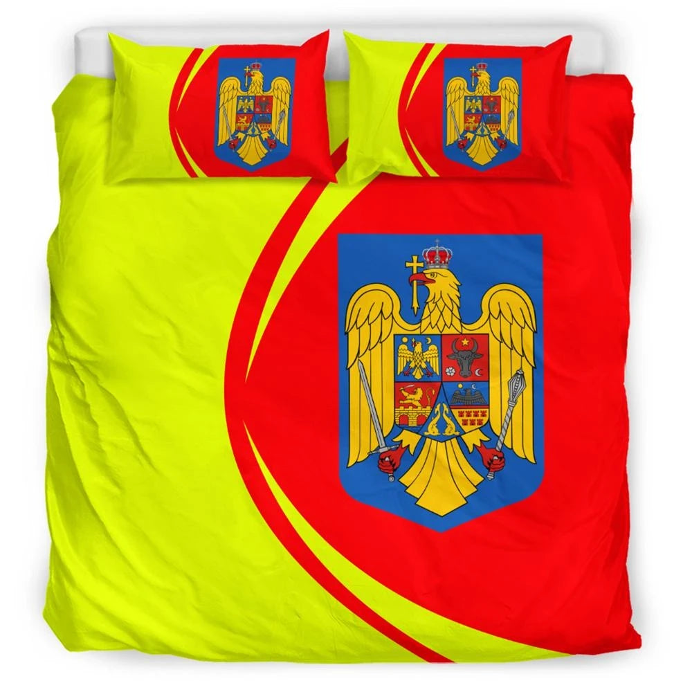 Romania Flag Coat Of Arms Bedding Set Circle RLT13