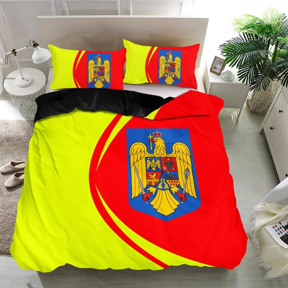 Romania Flag Coat Of Arms Bedding Set Circle RLT13