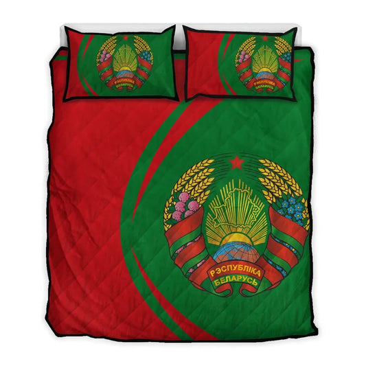 Belarus Flag Coat Of Arms Quilt Bed Set Circle RLT6