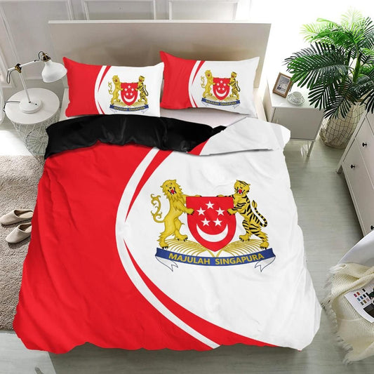 Singapore Flag Coat Of Arms Bedding Set Circle RLT13