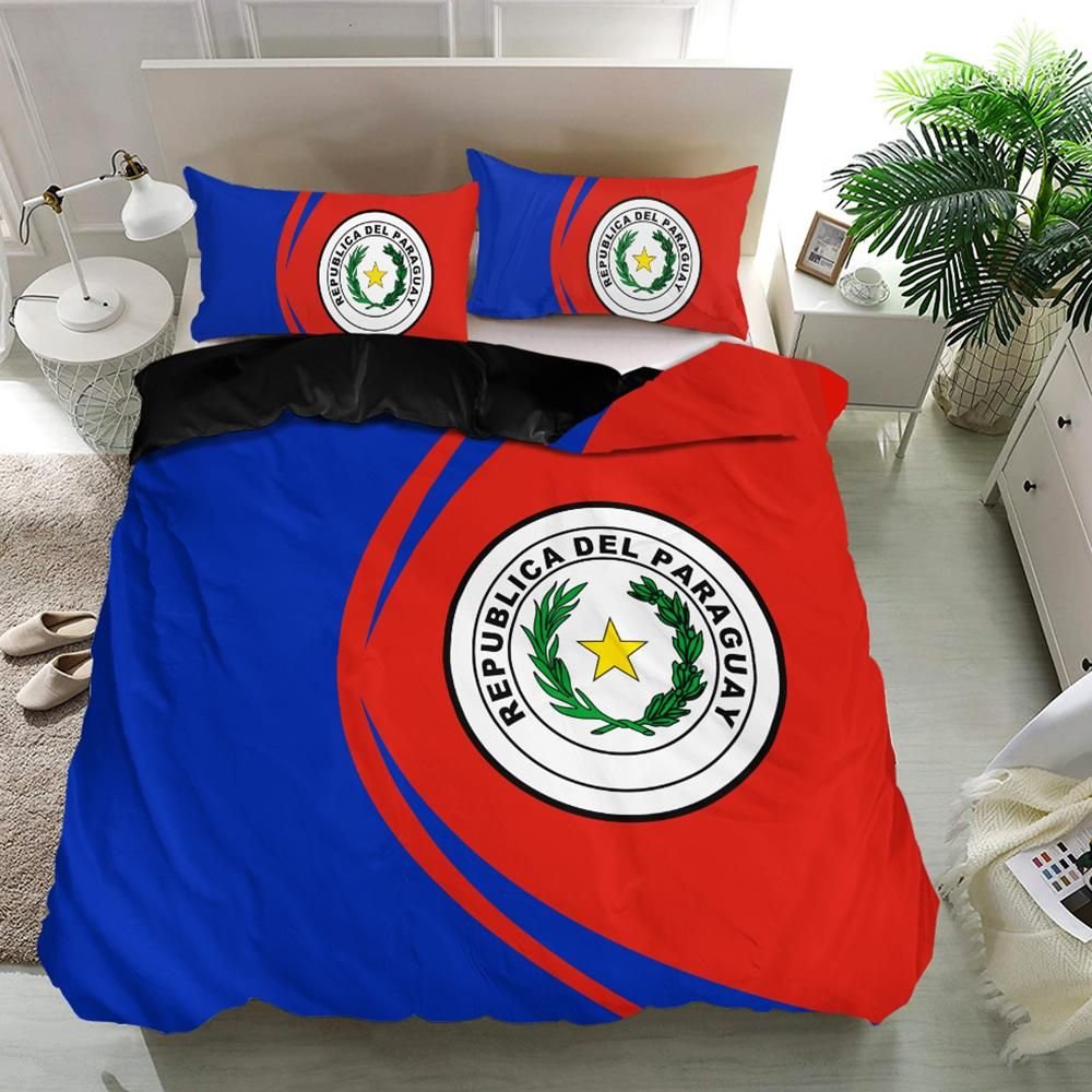 Paraguay Flag Coat Of Arms Bedding Set Circle RLT7