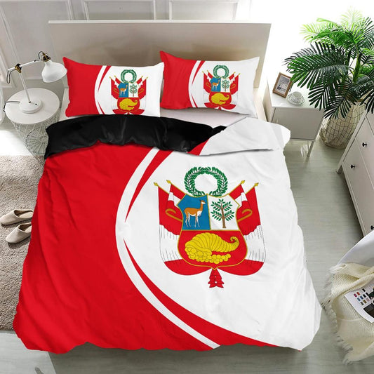 Peru Flag Coat Of Arms Bedding Set Circle RLT7