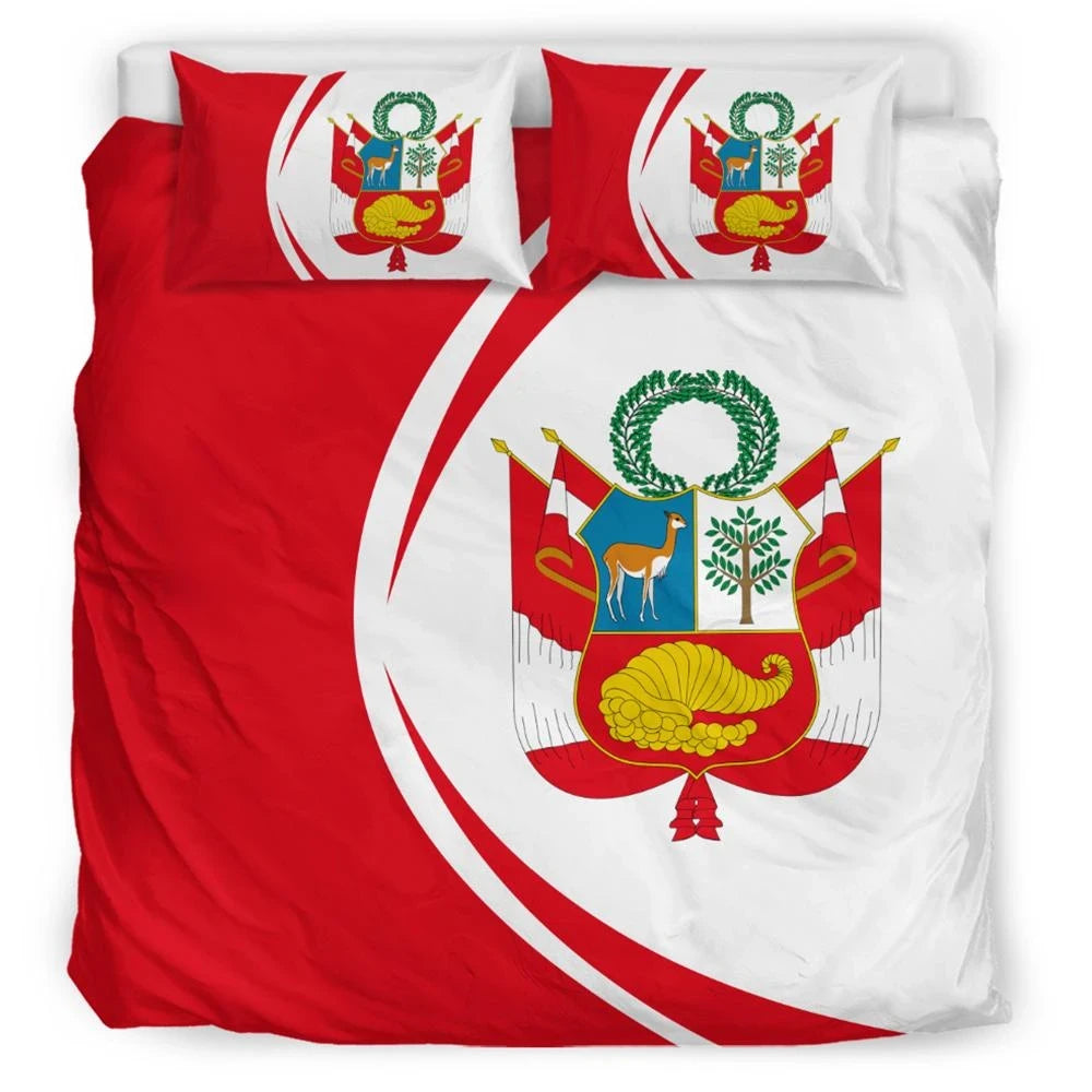 Peru Flag Coat Of Arms Bedding Set Circle RLT7