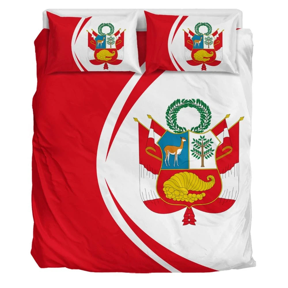 Peru Flag Coat Of Arms Bedding Set Circle RLT7