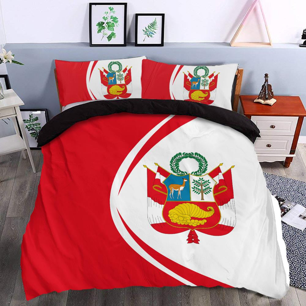 Peru Flag Coat Of Arms Bedding Set Circle RLT7